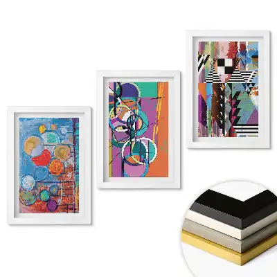 Set 3 tablouri pentru dormitor cu abstracțiuni colorate în stil modern