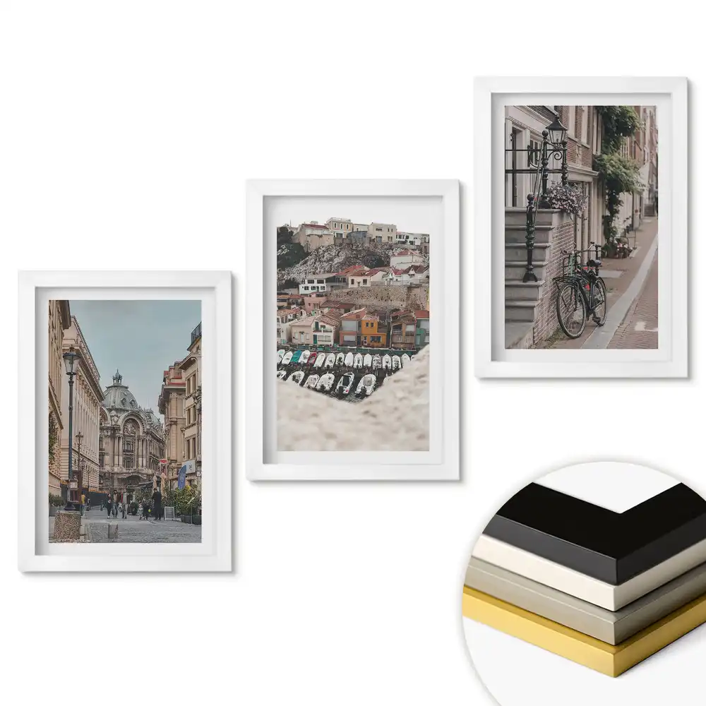 Set 3 tablouri pentru dormitor cu peisaj urban