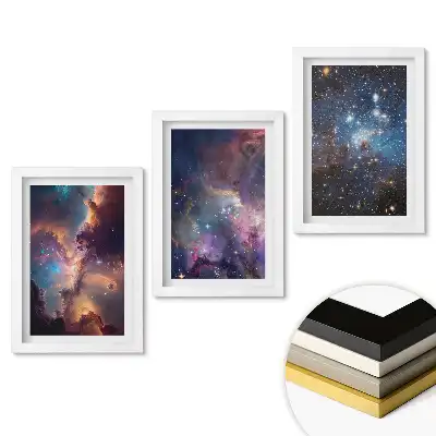 Set de trei tablouri pentru living Frumusețe cosmică