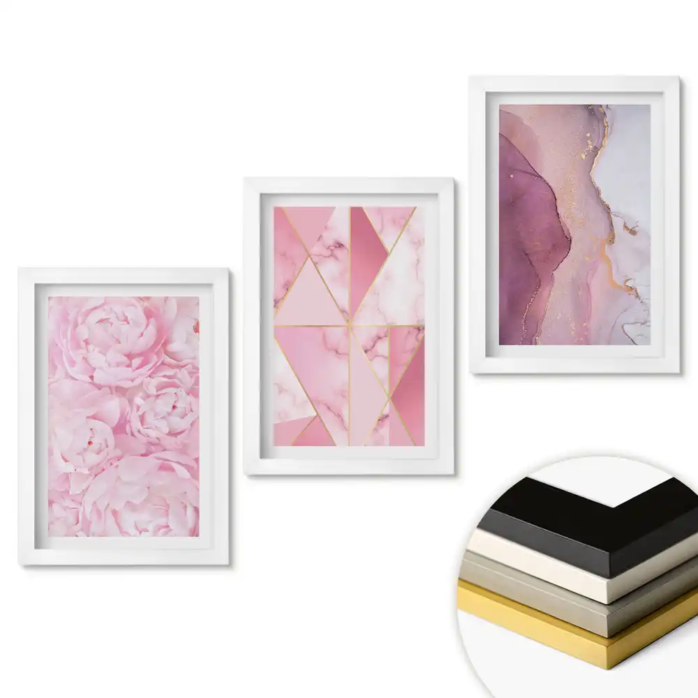 Set de tablouri pentru living Inspirații roz în nuanțe delicate