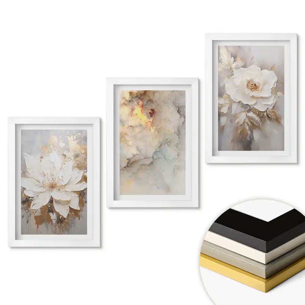 Set de tablouri pentru living Inspirații florale în nuanțe delicate