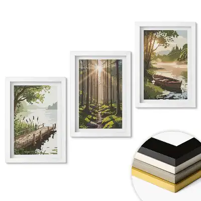Set 3 tablouri pentru dormitor Liniștea naturii lângă apă