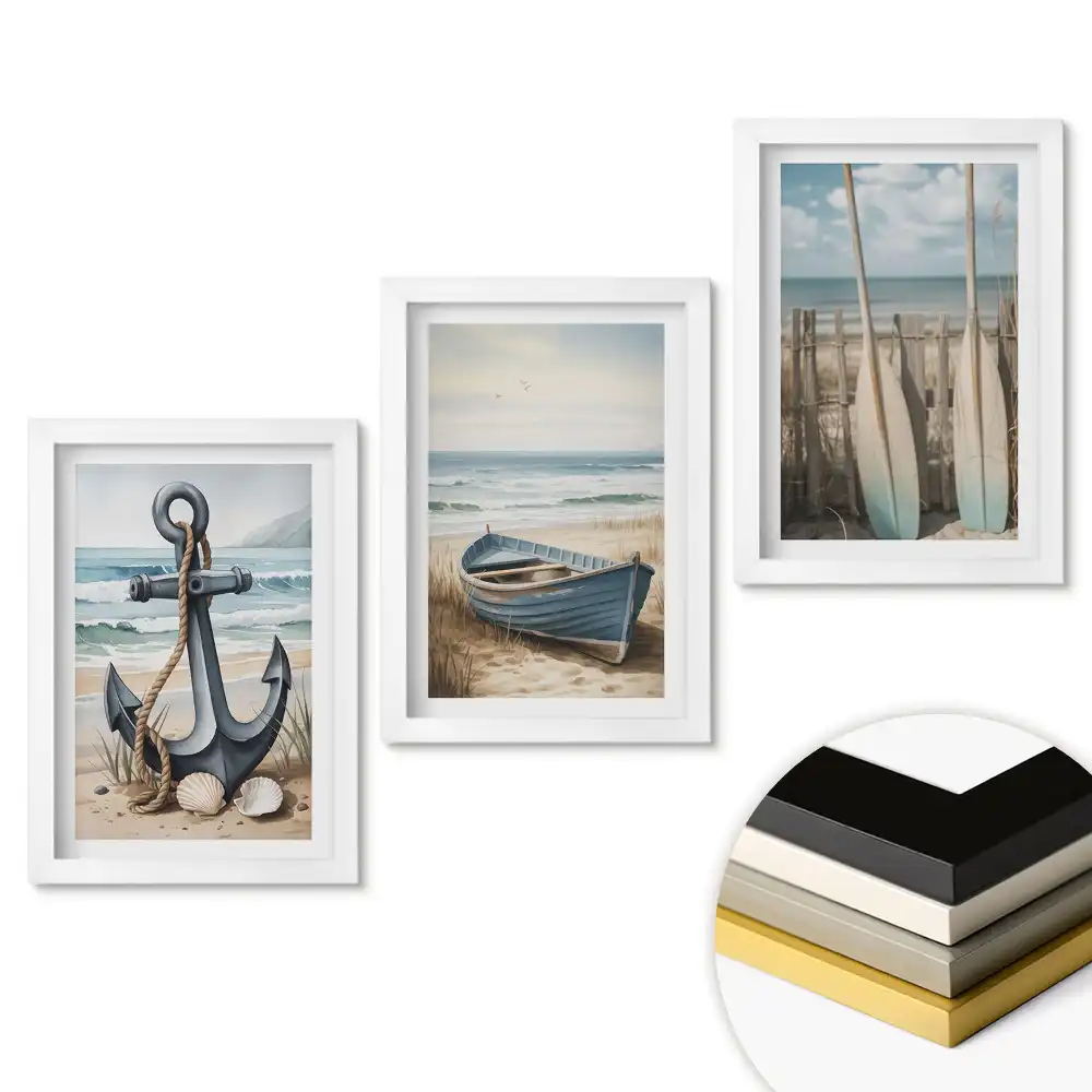 Set de tablouri pentru living Inspirații de la malul mării și liniștea naturii