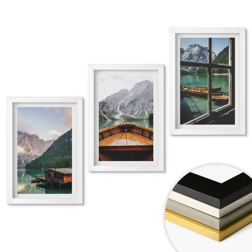 Set tablouri pentru living cu vederi pitorești ale lacurilor de munte