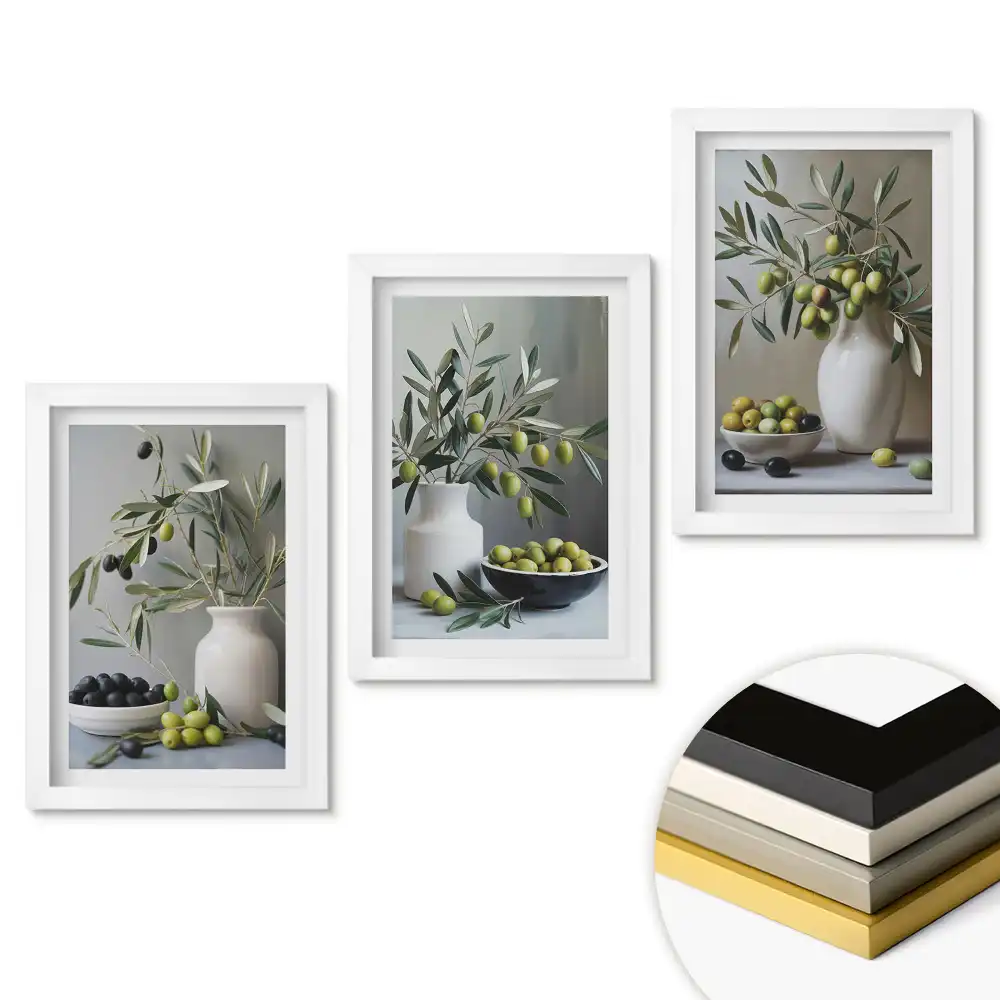 Set tablouri pentru living Măsline în preparate elegante