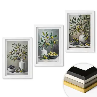 Set de 3 tablouri pentru dormitor cu design inspirat din măsline în stil clasic
