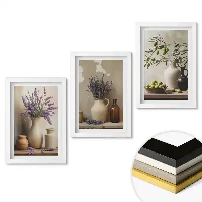 Set tablouri pentru living cu model rustic Flori și măsline