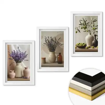 Set tablouri pentru living cu aranjamente florale în vaze ceramice