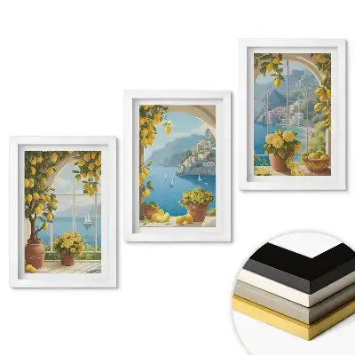 Set 3 tablouri pentru dormitor cu vederi citrice dintr-un paradis de pe litoral