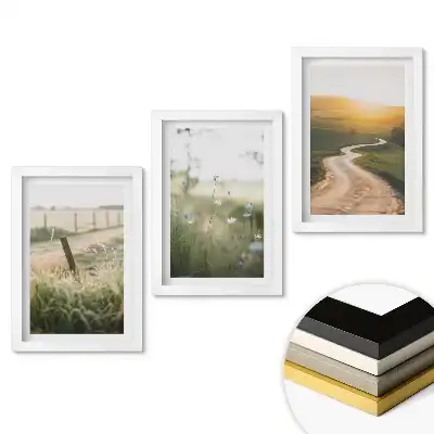 Set 3 tablouri pentru dormitor cu peisaje naturale în nuanțe delicate