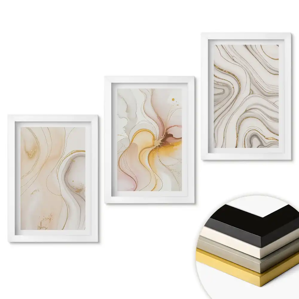 Set de tablouri pentru living cu compoziții abstracte și modele delicate