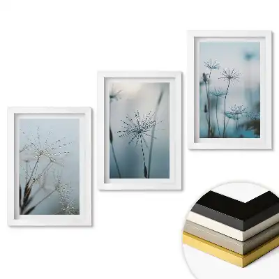 Set 3 tablouri pentru dormitor cu picături de rouă pe fire delicate de iarbă