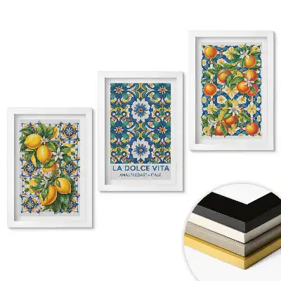 Set de tablouri pentru living Inspirații italiene din Amalfi și citere