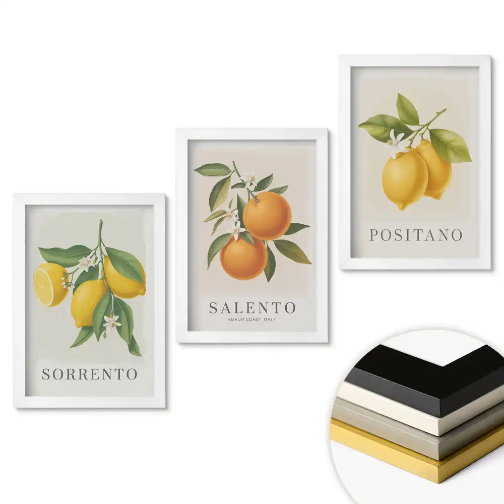 Set 3 tablouri pentru dormitor Inspirații citrice din Italia