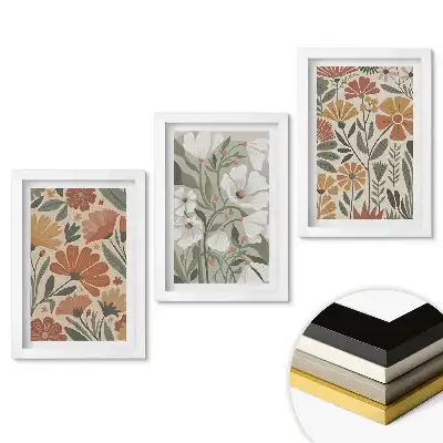 Set de 3 tablouri pentru dormitor cu compoziții florale în nuanțe pastelate