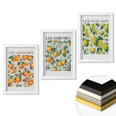 Set de tablouri pentru living cu ilustrații colorate de citrice