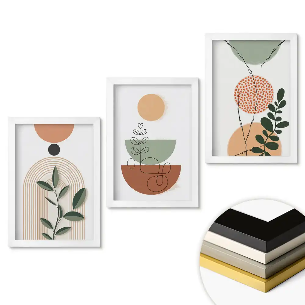 Set de tablouri pentru living cu compoziții abstracte în culori pastelate