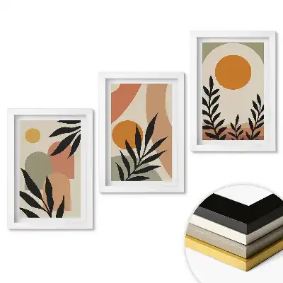 Set de tablouri pentru living cu compoziții abstracte și vegetație