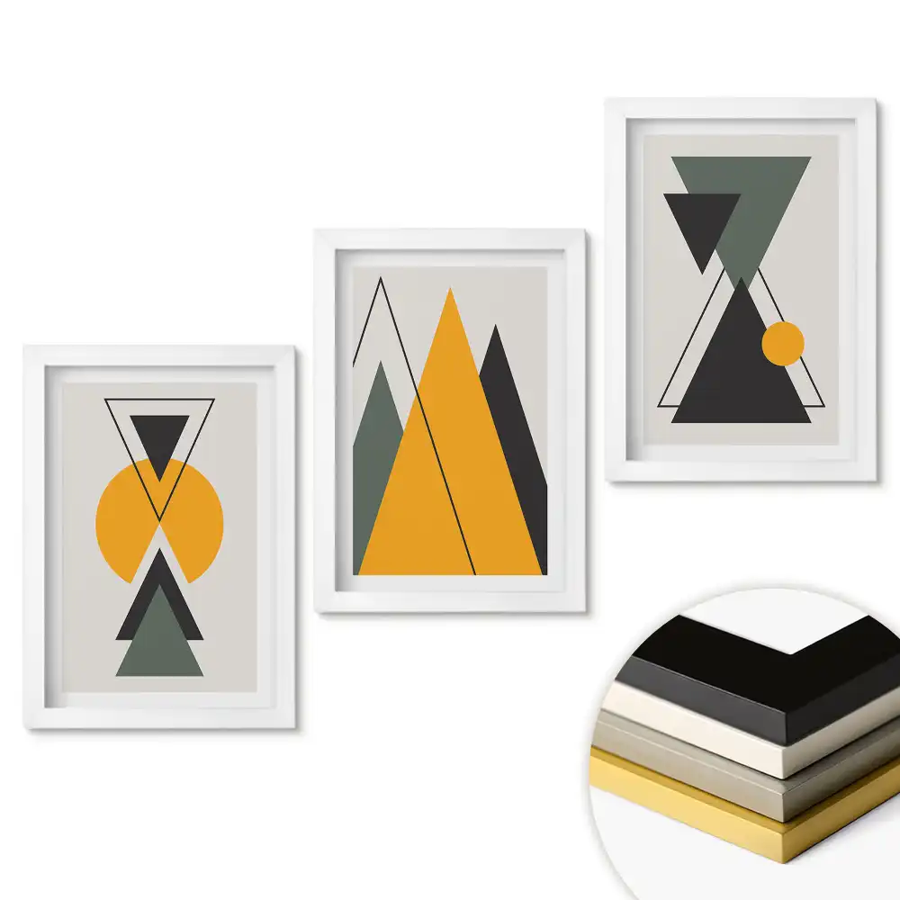 Set de tablouri pentru living cu design geometric modern