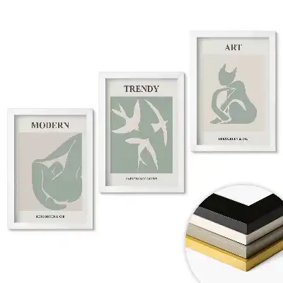 Set tablouri pentru living cu forme abstracte în culori delicate