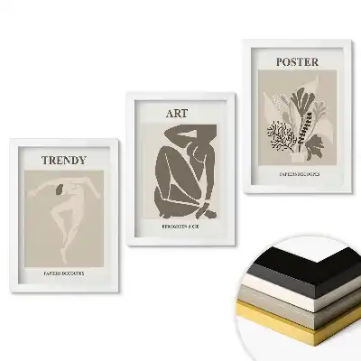 Set 3 tablouri pentru dormitor cu grafică modernă în culori discrete