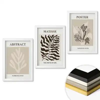 Set 3 tablouri pentru dormitor cu grafică modernă în culori discrete