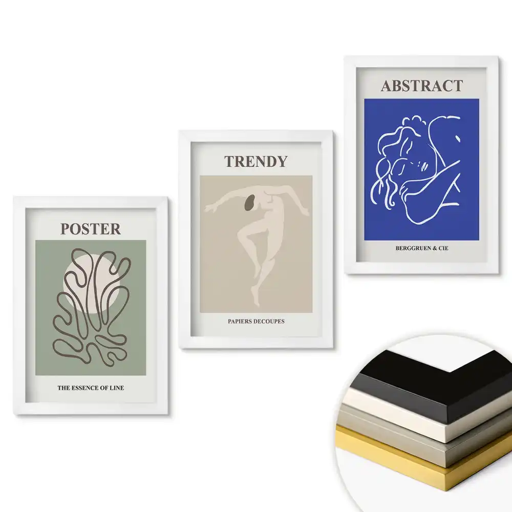 Set de tablouri pentru living cu grafică interioară modernă