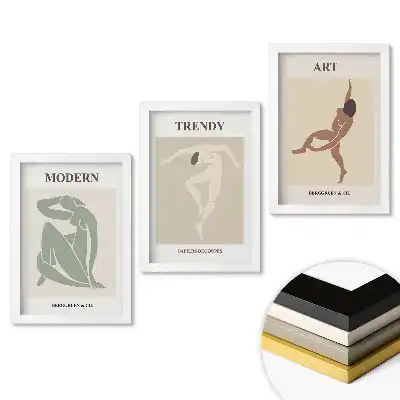 Set de 3 tablouri pentru dormitor cu grafică elegantă și design modern