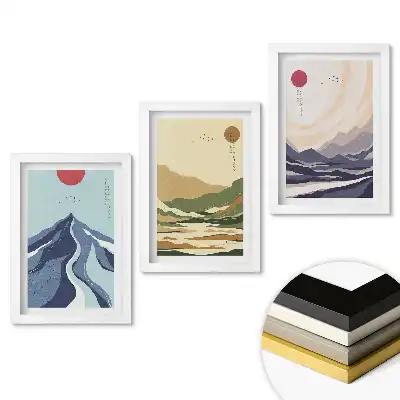 Set 3 tablouri pentru dormitor cu peisaje abstracte în culori armonioase