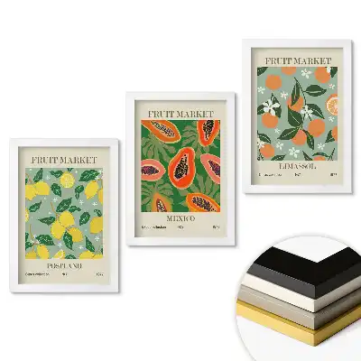 Set 3 tablouri pentru dormitor cu inspirații din fructe