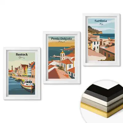 Set de tablouri pentru living cu peisaje din orașe europene pitorești
