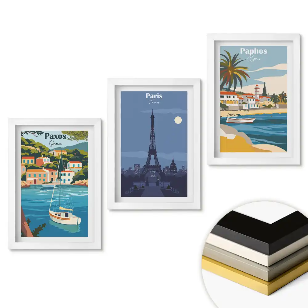 Set de tablouri pentru living Amintiri de vară din Europa