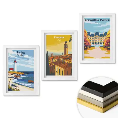 Set 3 tablouri pentru dormitor cu ilustrații despre locuri magice ale Europei