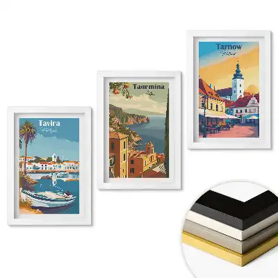 Set de tablouri pentru living cu ilustrații de locuri pitorești din Europa