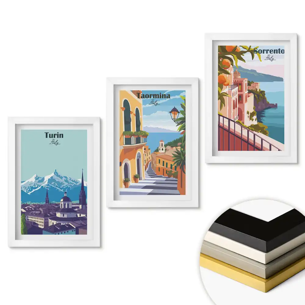 Set tablouri pentru living Orașe italiene farmec și frumusețe