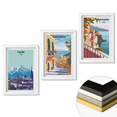Set tablouri pentru living Orașe italiene farmec și frumusețe