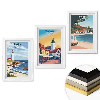 Set 3 tablouri pentru dormitor cu orașe de coastă poloneze
