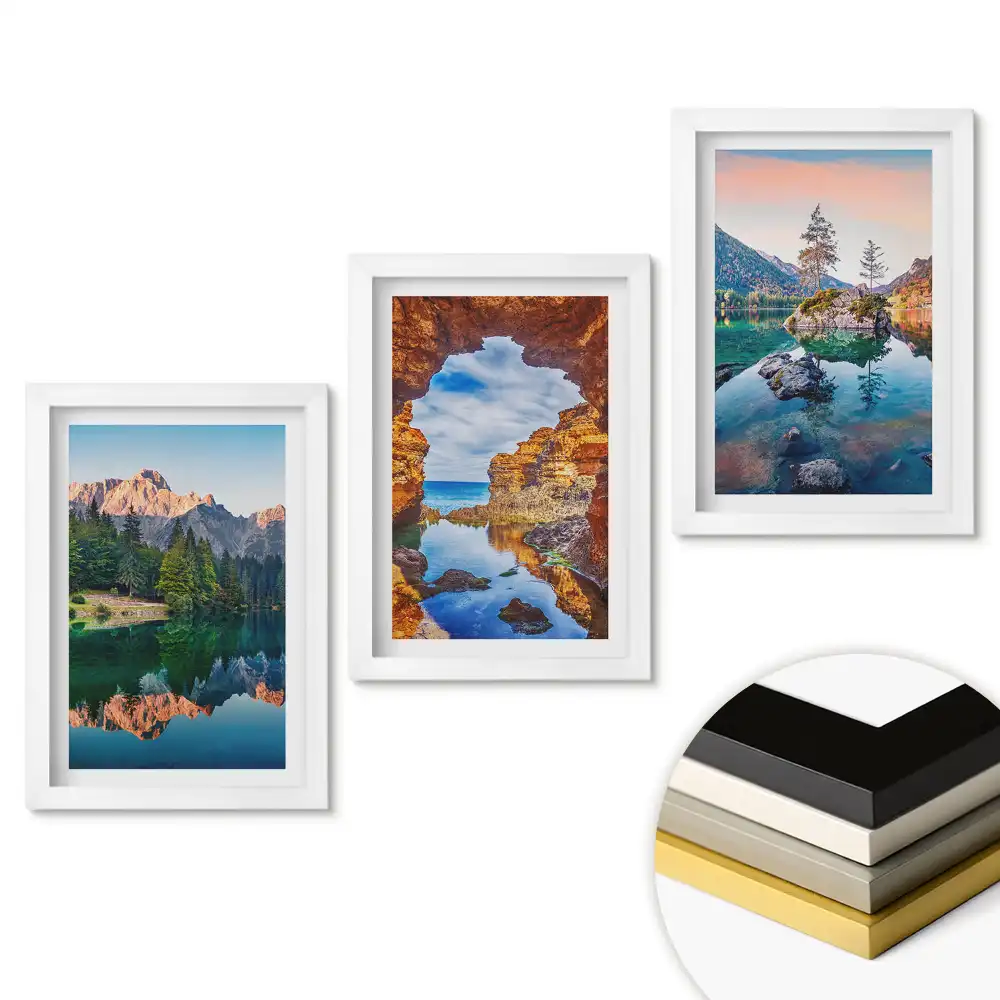 Set de tablouri pentru living cu peisaje naturale în ramă