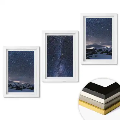 Set tablouri pentru living cu peisaj montan sub cerul nopții
