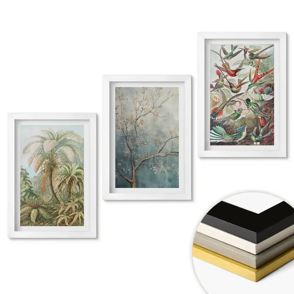 Set de tablouri pentru living cu peisaje exotice în stil artistic