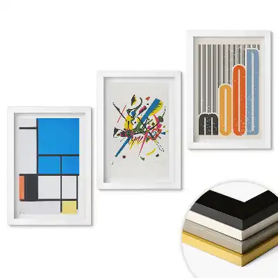 Set de tablouri pentru living cu compoziții abstracte de culori și forme