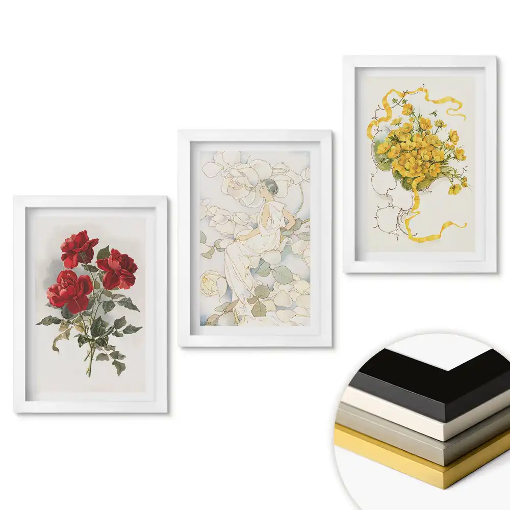 Set de tablouri pentru living Flori și eleganță în artă