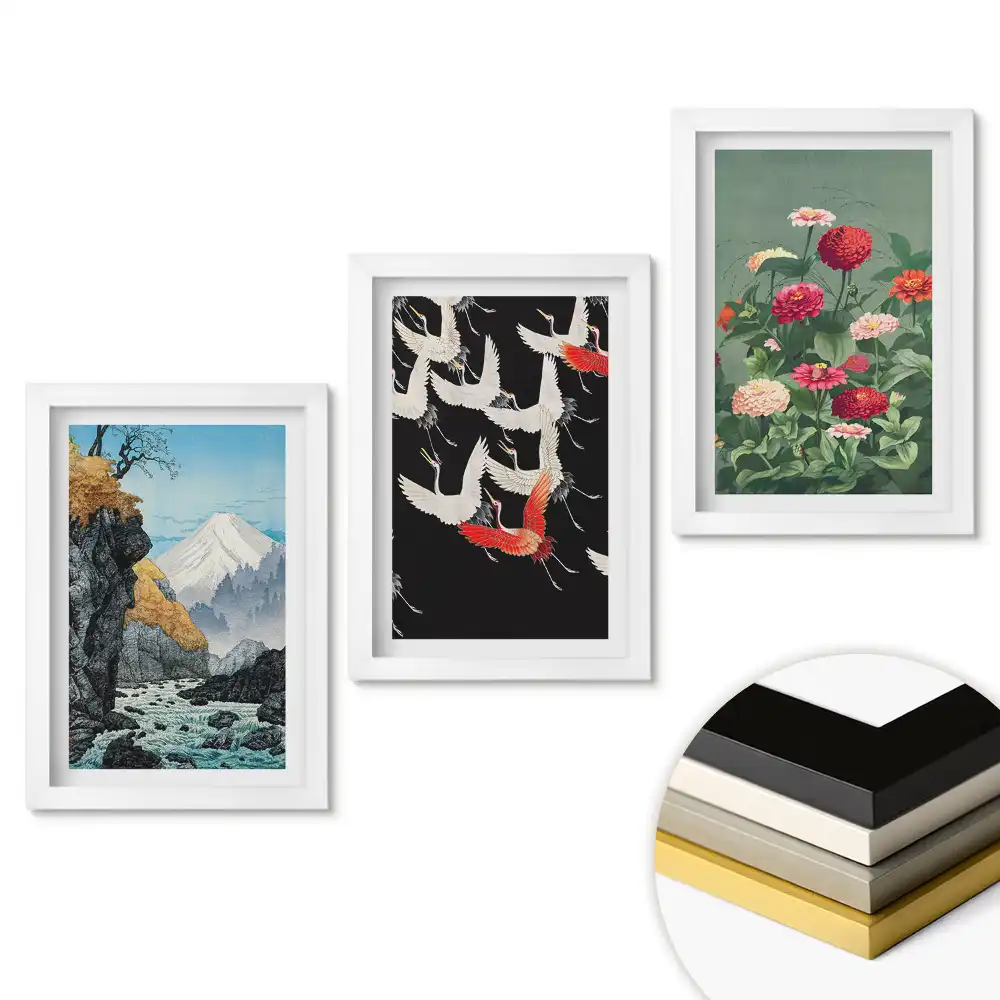 Set 3 tablouri pentru dormitor Armonia naturii în arta japoneză