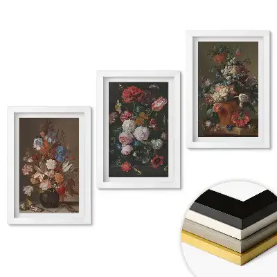 Set de tablouri pentru living cu compoziții florale în stil artistic