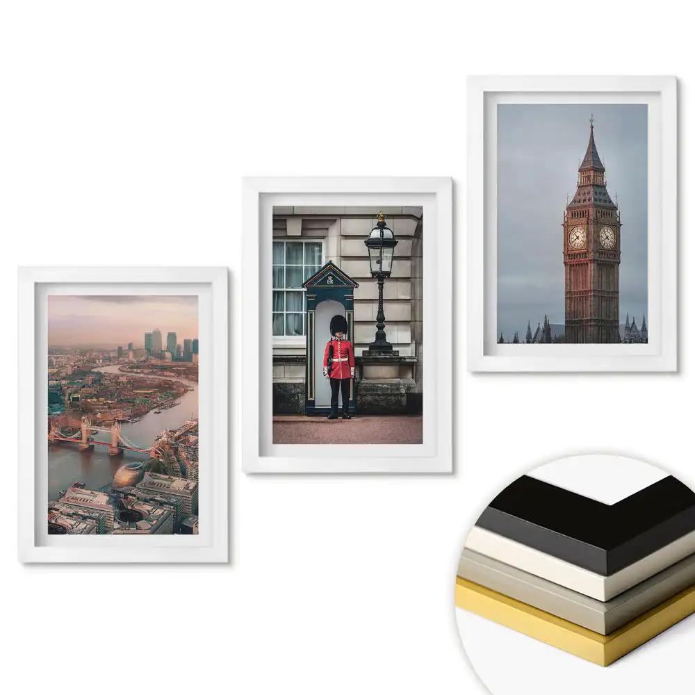 Set de trei tablouri pentru living cu peisaje din Londra
