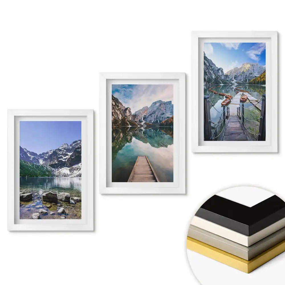 Set de 3 tablouri pentru dormitor cu peisaje montane și lacuri