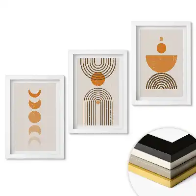 Set de tablouri pentru living cu forme abstracte în nuanțe calde