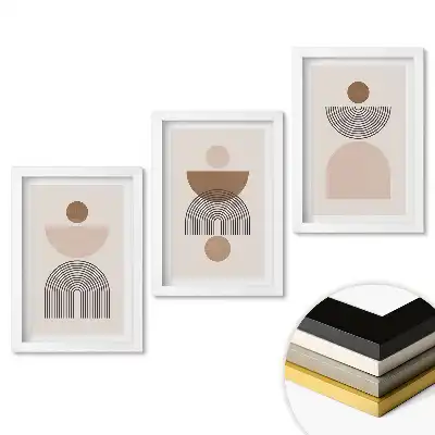 Set 3 tablouri pentru dormitor cu forme abstracte în nuanțe de bej