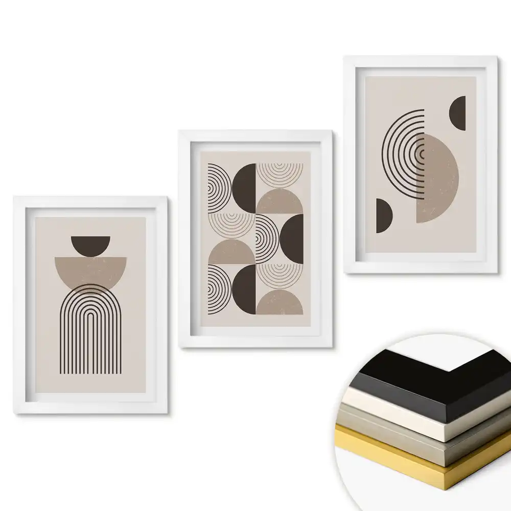Set de tablouri pentru living cu forme abstracte în stil minimalist