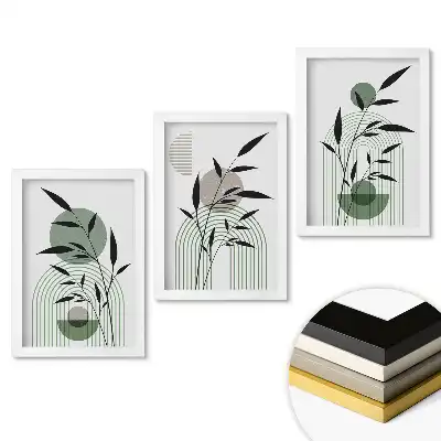 Set de tablouri pentru living cu motive botanice în stil minimalist